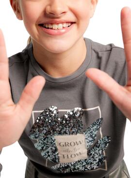 Camiseta Mayoral Lantejoulas Cinza para menina