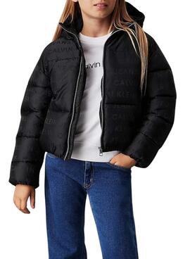 Jaqueta Calvin Klein De Penas Logo Preta para menina