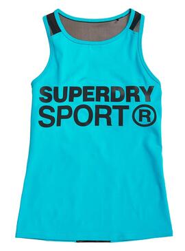 Top Superdry Active Mesh Panel Turquesa Mujer