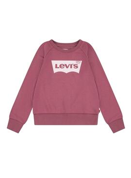 Moletom Levis com logo de gola redonda para menina.