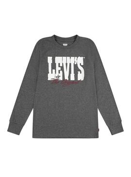 Camiseta Levis Yee Haw cinza de manga comprida para criança.