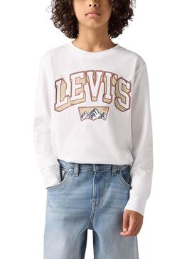 Camiseta Levis Academic Adventurer branca para criança