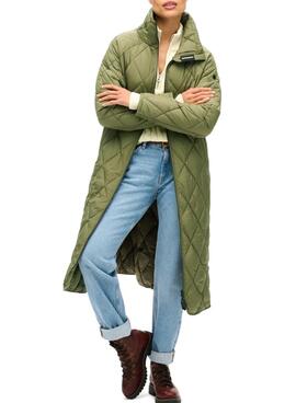 Jaqueta Superdry Superlong Acolchoada Verde para mulher