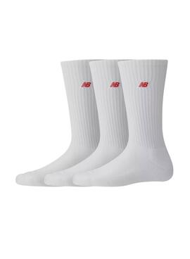 Pack de 3 meias New Balance Patch Logo branco para homens e mulheres