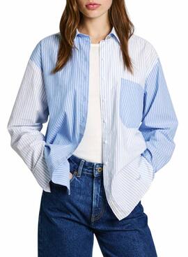 Camisa Pepe Jeans Robby Listras Azuis para mulher