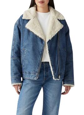 Jaqueta Denim Sherpa Flight Levis com Pêlo para mulher