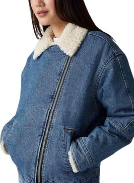 Jaqueta Denim Sherpa Flight Levis com Pêlo para mulher