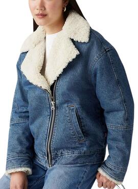 Jaqueta Denim Sherpa Flight Levis com Pêlo para mulher