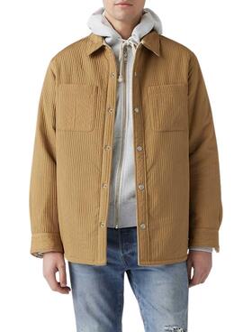 Camisa Jaqueta Levis Bryant Acolchoada de Corda Reversível Camelo para homem