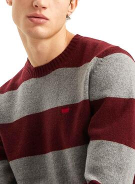 Camisola Levis Original Housemark Listras Bordô para homem