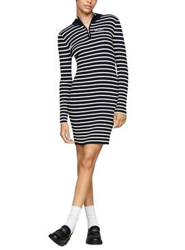 Vestido Tommy Jeans Tip Zip azul marinho para mulher