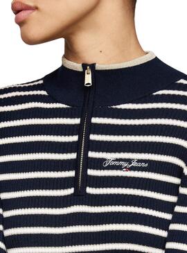 Vestido Tommy Jeans Tip Zip azul marinho para mulher