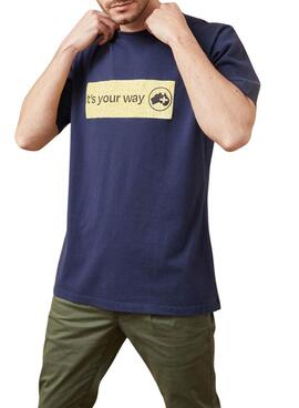 Camiseta Altonadock Slogan azul e amarelo para homens