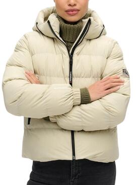 Casaco Acolchoado Superdry Bege para mulher