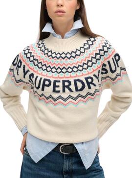 Camisola Superdry Fairisle Bege para mulher