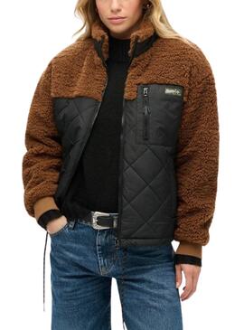 Casaco Superdry Fleece Marrom e Preto para mulher