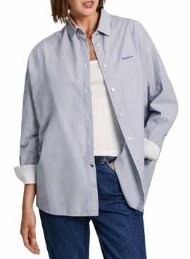 Camisa Pepe Jeans Paulas Listrada Azul para mulheres