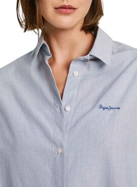 Camisa Pepe Jeans Paulas Listrada Azul para mulheres