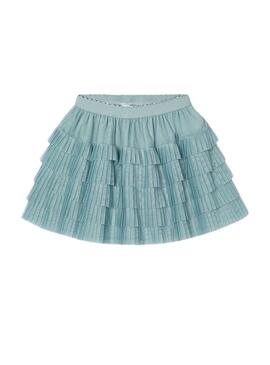Saia Mayoral Tule Plissada Azul Claro para menina