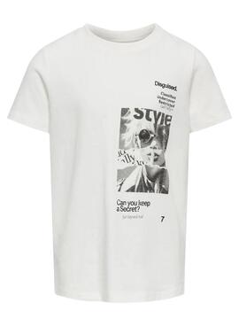 T-shirt Only Pernille Branco para menina