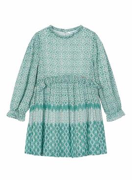 Vestido Mayoral Chiffon Plissado Azul para menina