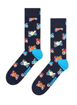 Meias Happy Socks Motor Bike Azul Marinho para mulher e homem