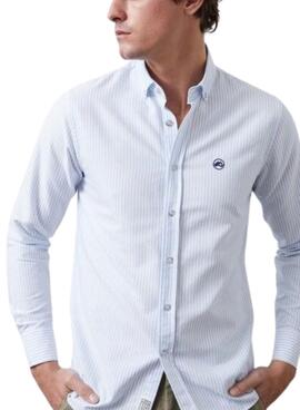 Camisa Altonadock com estampa de listras azuis para homem.