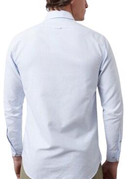Camisa Altonadock com estampa de listras azuis para homem.