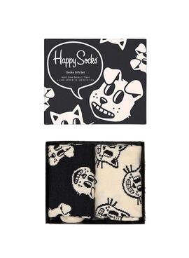 Meias Happy Socks Pets Branco e Preto para mulher e homem
