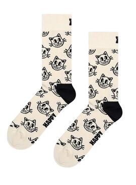 Meias Happy Socks Pets Branco e Preto para mulher e homem