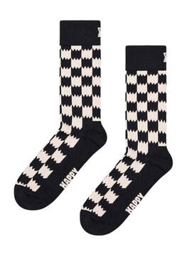 Meias Happy Socks Dizzy Check Preto e Branco para mulher e homem