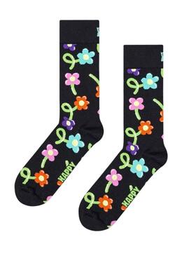 Meias Happy Socks Balloon Flower Preto para mulher e homem