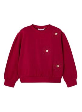 Sweatshirt Mayoral Apliques Flores Vermelho para meninas