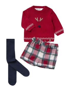Conjunto Mayoral Rena de Natal Vermelho para bebé