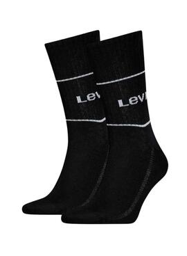 Pack de 2 Meias Levis Logo Sport Preto para homens e mulheres