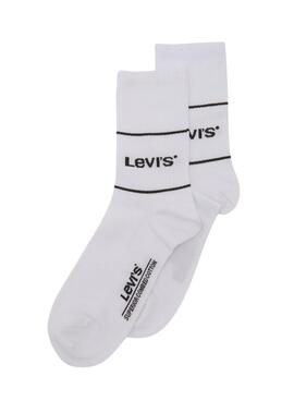 Pack de 2 Meias Levis Logo Sport Branco para homens e mulheres