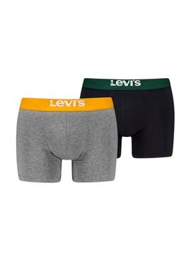 Pack de 2 Boxers Levis Básico Sólido Cinza e Preto para homens