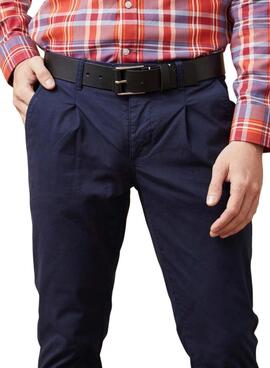 Calças chino Altonadock Marinho com pregas para homem