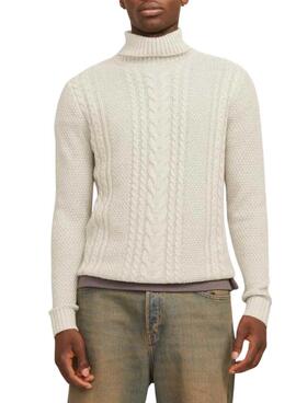 Camisola Jack and Jones Graig Gola Alta Beje para homens