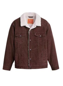 Jaqueta Trucker Levis Sherpa em Veludo Castanho para homem