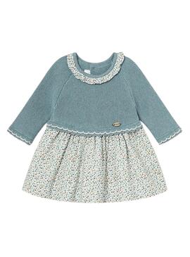 Vestido Mayoral Combinado Poá Azul para bebê