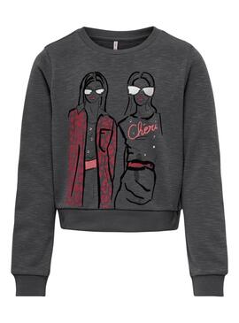 Moletom Only Sille Cinza Escuro para menina