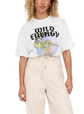 Camiseta Only Lucy Wild Energy Branco para mulher