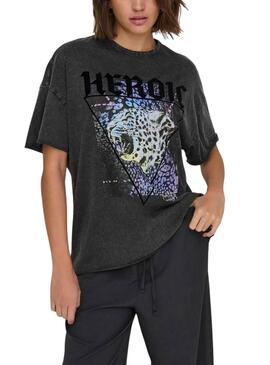 Camiseta Only Lucy Heroic Preto para mulher