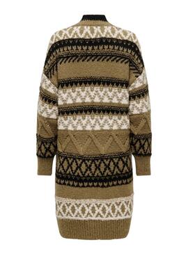 Casaco Only Shirly de malha Jacquard Marrom para mulher