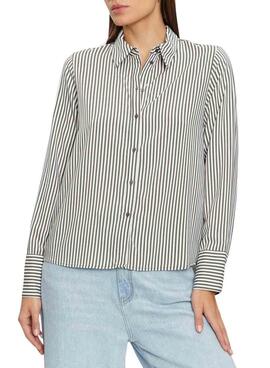 Blusa Only Berit verde e branca para mulher