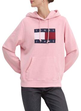 Moletom Tommy Jeans Reg Flag rosa para mulher