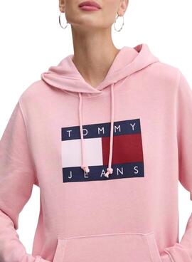 Moletom Tommy Jeans Reg Flag rosa para mulher