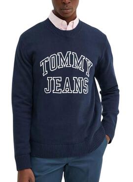 Jersey Tommy Jeans Logo Retro azul marino para homem