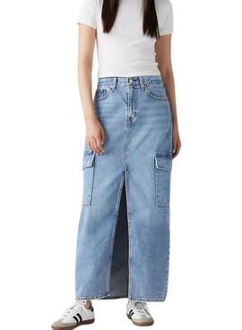 Saia Levis Column Azul Tornozelo para Mulher
